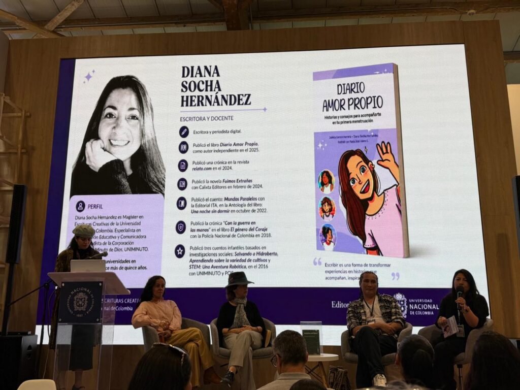PresentaciónDiarioAmorPropio2026, portada del libro y perfil de la autora de los tres cuentos