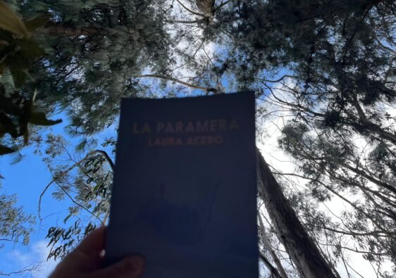 Portada del libro la paramera y al fondo se ven los árboles y el cielo